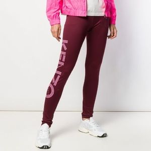 Kenzo logo printed spellout Bordeaux leggings size XS